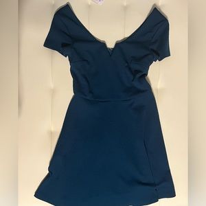 Trixxi Dark Teal Blue - Textured Skater Dress Size 7
